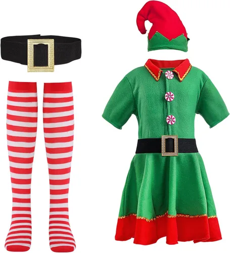 Vista 3 de WADRILAQ Conjunto de disfraz de elfo navideño..