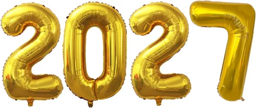 Vista 48 de GOER Globos de papel de aluminio 2026 para fiesta de Año Nuevo, suministros de fiesta, decoraciones de graduación (negro, 16 pulgadas)