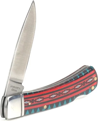 Vista 5 de ARIAT Aztec - Cuchillo de bolsillo plegable de hoja lisa, acrílico, multicolor, hoja de 3 pulgadas (grande)