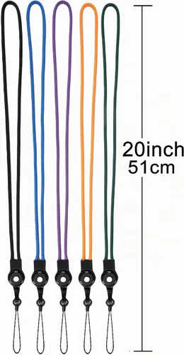 Vista 4 de YOUOWO 5 Pack Lanyards Detachable Neck lanyard For Pen Phone ID Badges Holder Keys Office Cell USB Black Strap Whistles iPod
