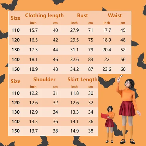 Vista 6 de Disfraz de Velma para niñas Daphn Cosplay Scoob Halloween Dress Up Peluca Accesorios Set