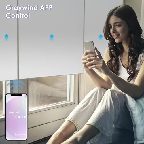 Vista 3 de Graywind Persianas enrollables opacas inteligentes compatibles con la aplicación remota Alexa Google, control de voz, persianas motorizadas