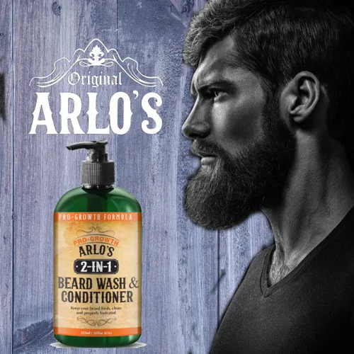 Vista 8 de Arlo's 2 en 1 Pro-Growth - Jabón y acondicionador para barba de 12 onzas con kit de 2 piezas de aceite para barba Pro-Growth