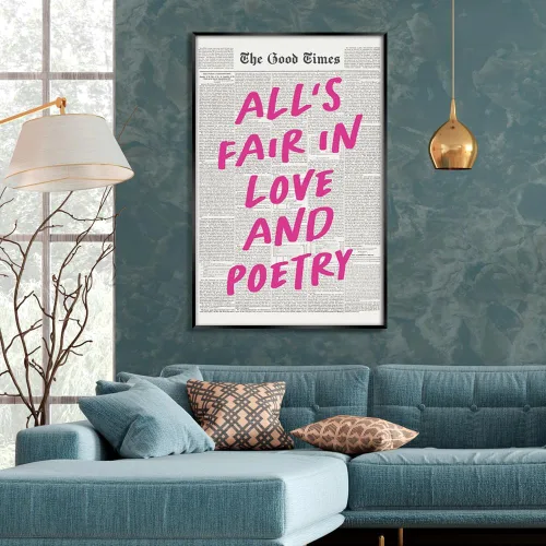 Vista 4 de Carteles de Periódico Retro para Estética de Habitación Todo es Justo en el Amor y la Poesía Arte de Pared Moderno y Preppy para Niñas Decoración