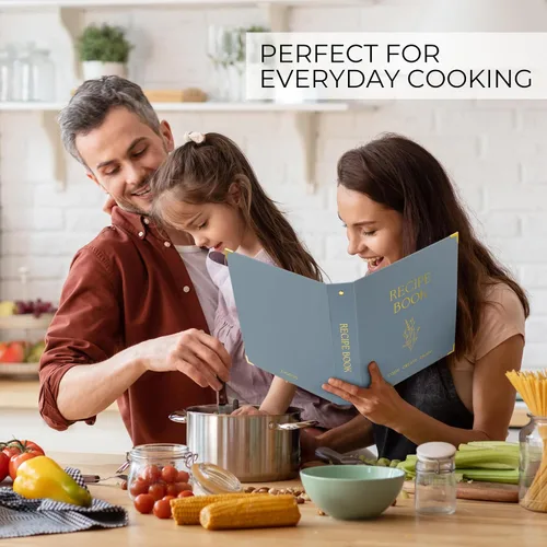 Vista 6 de Carpeta estética de recetas de 8.5 x 11 pulgadas con cubierta impermeable, el libro de recetas perfecto con fundas de plástico para escribir tus