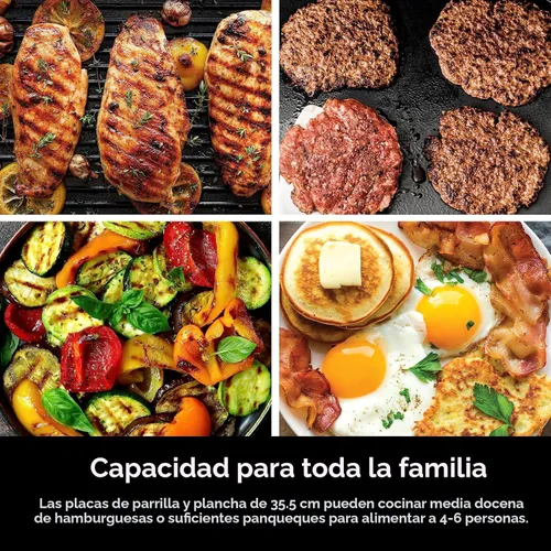 Vista 7 de Ninja Plancha y parrilla de interior, 14 pulgadas, parrilla eléctrica, para bistec, hamburguesas, salmón, verduras y más, plancha para panqueques