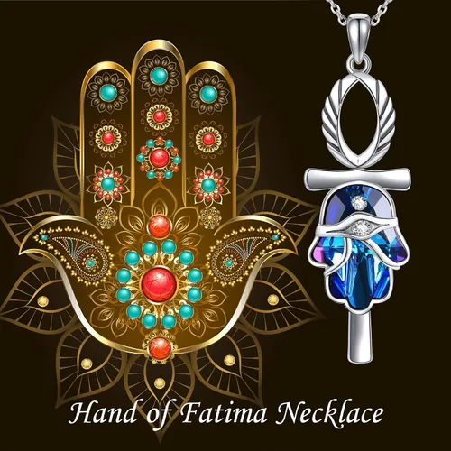 Vista 6 de HUKKUN - Collar con colgante de plata de ley, diseño de alas de ángel, loto, hamsa, fénix, joyería para mujeres y niñas