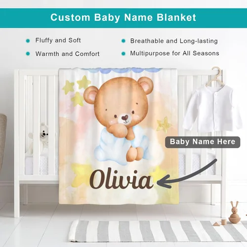 Vista 2 de Manta de bebé personalizada con nombre, manta de envoltura personalizada con nombre para niñas y niños, recién nacidos, regalos para niños pequeños