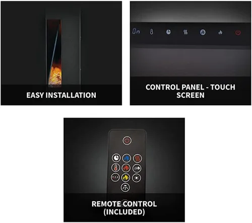 Vista 9 de Napoleon Trivista Pictura 60 - NEFL60H3SV - Chimenea eléctrica para colgar en la pared, 60 pulgadas, color negro, frente de cristal, llamas