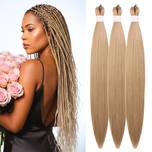 Vista 12 de Pelo corto negro trenzado preestirado de 14 pulgadas para trenzas sin nudos, pelo sintético 1B trenzado para trenzas Bob Box