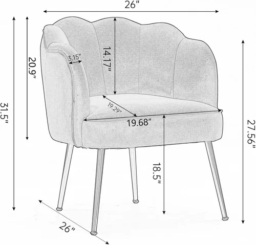 Vista 3 de Silla decorativa de terciopelo moderna con patas de metal, acogedora y suave, tapizada, para sala de estar, dormitorio (verde oscuro)