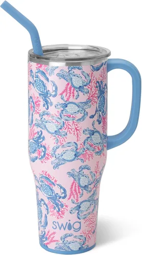 Vista 26 de Swig Life - Taza Mega de 40 onzas, Taza de 40 oz con asa, apta para vasos, apta para lavavajillas, taza aislada extra grande, acero inoxidable