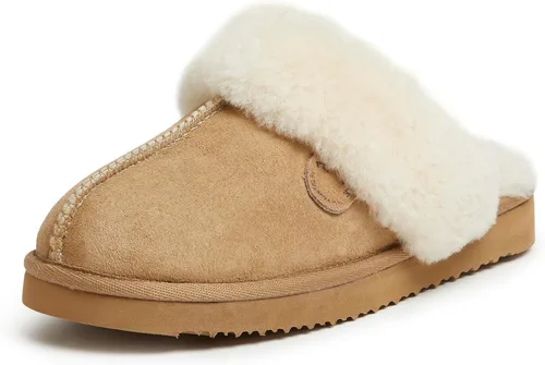 Vista 82 de Dearfoams Fireside Sydney Pantuflas anchas de piel de oveja para mujer, para interiores y exteriores