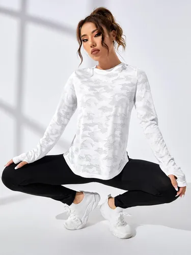 Vista 3 de SweatyRocks Camiseta deportiva ligera de manga larga para mujer, camiseta deportiva con espalda cruzada para yoga