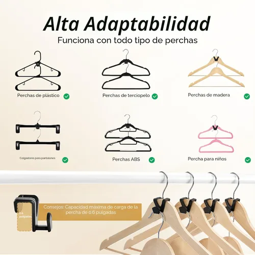 Vista 4 de HOUSE DAY Ganchos Colgadores que Ahorran Espacio Paquete de 20, Negro, Ganchos Conectores de Perchas para Ropa, Ganchos de Perchas Resistentes que
