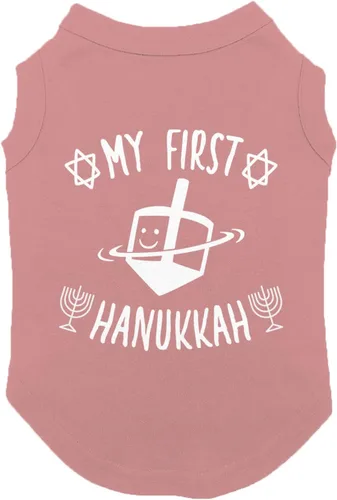 Vista 6 de My First Hanukkah - Camiseta para perro Menorah Dreidel (negro, XS)