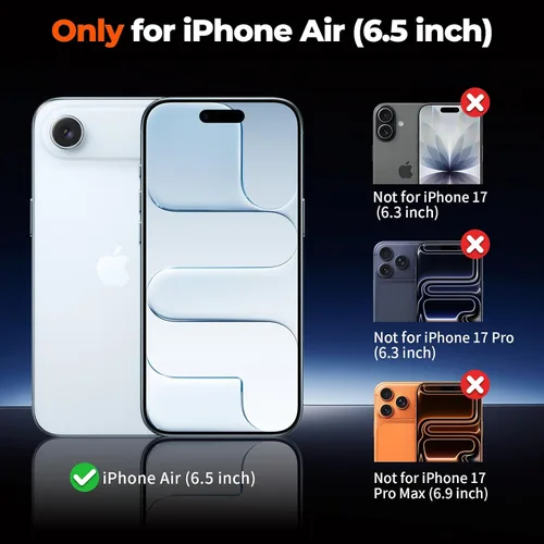 Vista 2 de zapica Funda magnética para iPhone Air, con protector de pantalla de vidrio templado, compatible con MagSafe, translúcida mate, a prueba de golpes
