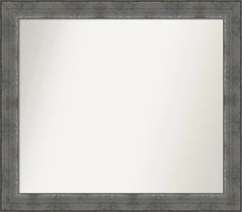 Vista 175 de Amanti Art Espejo de baño plateado para sobre el fregadero, 24 x 24 pulgadas, espejo cuadrado de peltre forjado a medida, marco de madera casual