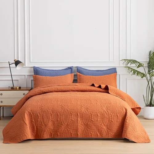 Vista 7 de SheRest - Juego de colcha individual - colcha de cama suave y transpirable, colcha con relieve de estilo moderno, colcha de microfibra ligera