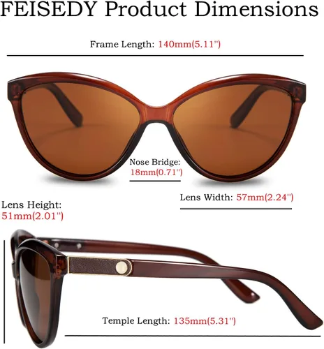 Vista 5 de FEISEDY Gafas de sol polarizadas clásicas Cateye para mujer, 100% protección UV, B2512