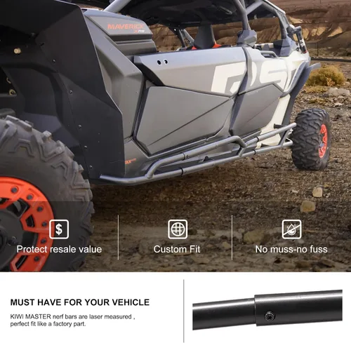 Vista 2 de KIWI MASTER Nerf Bars Rock Sliders para Can-Am Maverick X3 Max 2017-2026 Accesorios de acero para árbol lateral