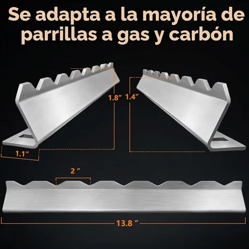 Vista 4 de Brocheta de acero inoxidable de 13.8 pulgadas, soporte universal compatible con madera, acero redondo, pinchos planos y de bambú, accesorios