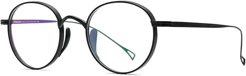 Vista 5 de FONEX Marco de lentes de titanio marco de lentes de miopía redondo retro vintage para mujer