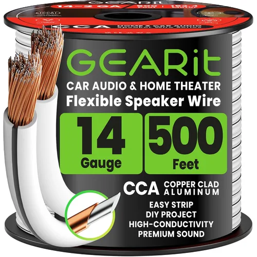 Vista 14 de GEARit - Cable de altavoz de calibre 14 de 20 pies, cable de altavoz 14/2 Negro