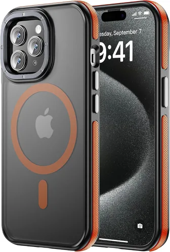 Vista 55 de Tigowos Funda magnética para iPhone 15, resistente a las caídas, sensación de piel mate, a prueba de golpes, ajuste delgado para iPhone 15, negro