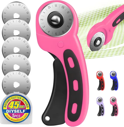 Vista 10 de DIYSELF Cortador rotatorio para Fabricr, cortador rodante con 5 cuchillas Azul