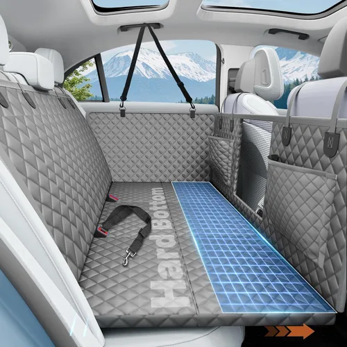 Vista 11 de Funda de Asiento de Coche para Perro para Asiento Trasero con Fondo Rígido, Extensor de Asiento Trasero Impermeable para Perros, Hamaca para Perros