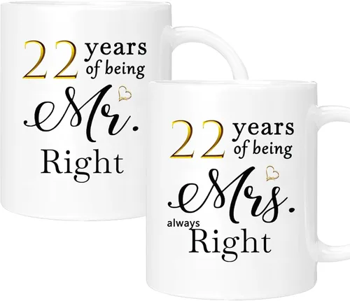 Vista 22 de Juego de 2 tazas de café para el 10º aniversario, regalos de boda para parejas, padres, hombres, mujeres, marido, esposa, él, ella, caja de regalo