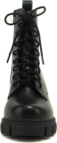 Vista 3 de Soda TUNDRA Botas de combate de moda con cordones y cremallera lateral para mujer