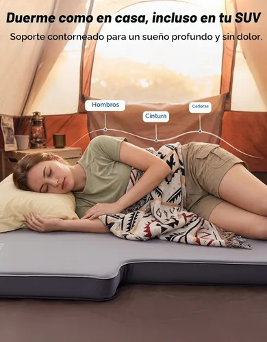 Vista 3 de JOYTUTUS Colchón de espuma y aire para campamento SUV – Cama de automóvil autoinflable de 4 pulgadas de grosor, resistente al desgaste, almohadilla