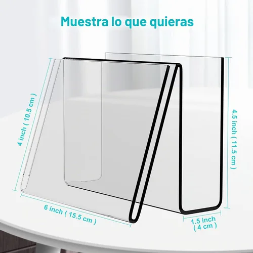 Vista 2 de Boloyo Soporte vertical de acrílico para postales, 4 x 6 pulgadas, 1 soporte transparente para tarjetas, caballete, soporte para tableta
