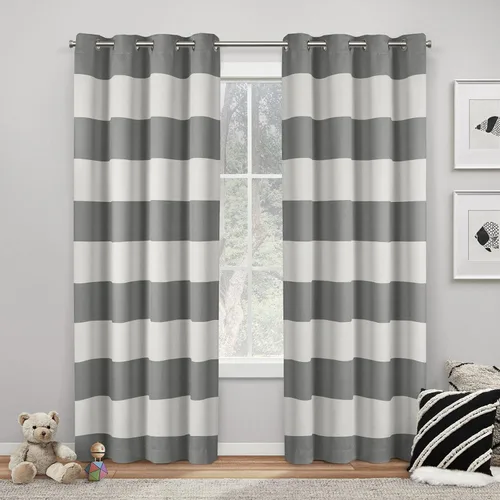 Vista 10 de Exclusive Home Sateen Rugby - Par de paneles de cortinas opacas con ojales en la parte superior, de sarga a rayas, para oscurecer la habitación, 52
