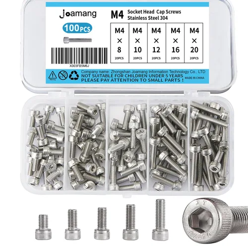 Vista 10 de Tornillos de cabeza de botón M3 x 8 mm, 12 mm, 16 mm, 20 mm, 25 mm, tornillos de cabeza hexagonal, acero inoxidable 304, accionamiento hexagonal