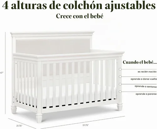 Vista 8 de Namesake Darlington - Cuna convertible 4 en 1, color blanco cálido