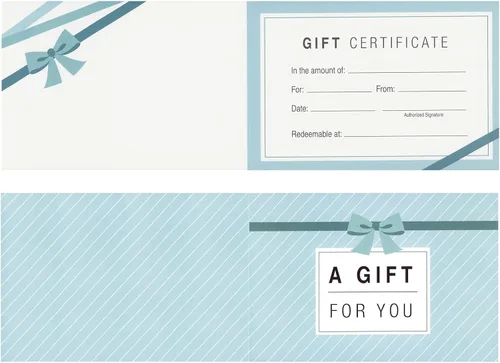 Vista 7 de Juvale Tarjetas de regalo en blanco, paquete de 36 unidades de 4 x 6 pulgadas, color azul, 250 GSM y sobres, certificados de regalo personalizables