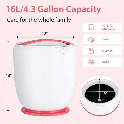 Vista 2 de Tangkula Cubo calentador de toallas, calentador de toallas de encimera para baño con soporte de aromaterapia, apagado automático y temporizador