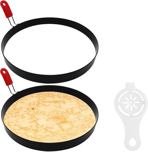 Vista 11 de 4 Pack Egg Rings for Frying Eggs with Foldable Handle, Stainless Steel Square & Round Egg Shaper, Eggs Mcmuffin Ring Mold for Camping Pancake