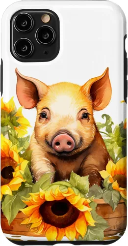 Vista 10 de Funda para iPhone 14 con diseño de animales de granja con girasoles