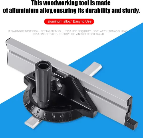 Vista 8 de Yuhoo Sistema de valla de calibre inglete, herramientas de carpintería, bloque de empuje con regla de placa angular, medidor de inglete de precisión