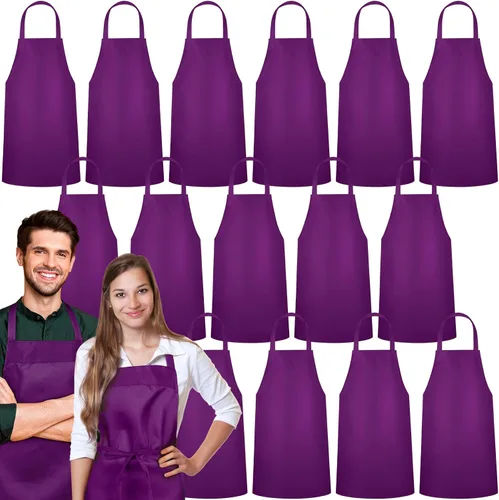 Vista 9 de Foaincore Paquete de 36 delantales con peto, delantales lisos a granel para hombre y mujer, delantal unisex para adultos, lavable a máquina, Negro