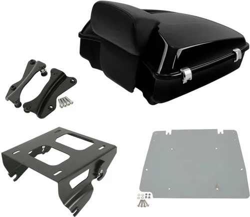 Vista 11 de TCT-MOTORPARTS Paquete de viaje picado, maletero, almohadilla de respaldo, estante de montaje individual negro para modelos Harley Touring Road King