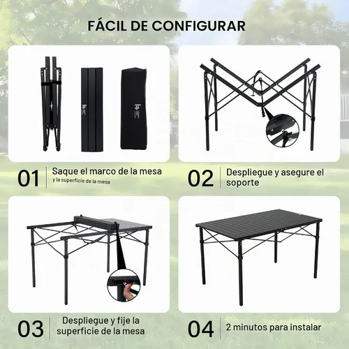 Vista 7 de OUTSIDER Mesa de camping de aluminio enrollable para 4-6 personas
