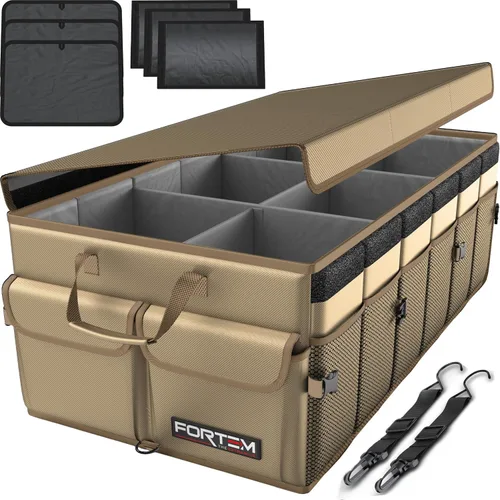 Vista 16 de FORTEM Organizador de maletero para SUV, organizador de maletero de automóvil, almacenamiento plegable, accesorios de coche para mujeres y hombres