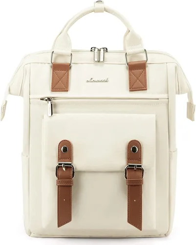Vista 7 de LOVEVOOK Mini mochila para mujer, Blanco (White-Brown), Mini mochila
