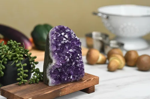 Vista 5 de Geoda Extreme Rocks & Fossils de amatistas de calidad superior Deep Purple Amethyst Cluster, Each Piece is Unique & Natural, Real Raw Healing