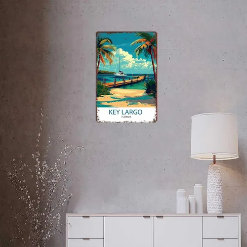 Vista 4 de Cartel divertido cartel de 8 x 12 pulgadas de aluminio de metal de hojalata llave largo Florida arte de pared decoración pintura para el hogar